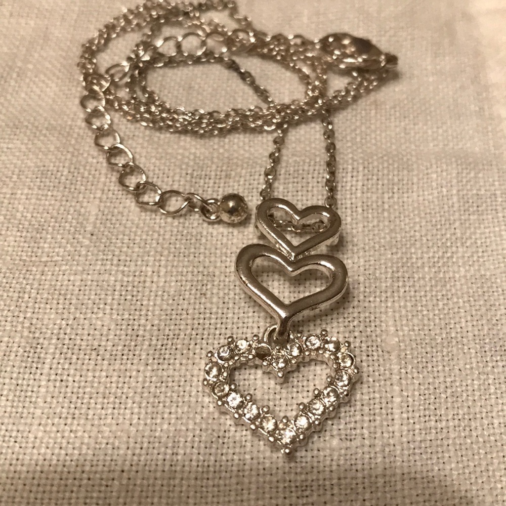 Silver Triple Hearts Necklace